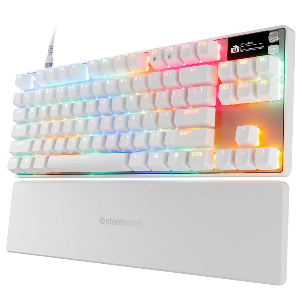 SteelSeries Apex Pro TKL Gen 3 White OmniPoint 3.0 Switches — Adjustable Actuation — Rapid Trigger — Game-Ready Presets — Protection Mode — Rapid Tap/SOCD — OLED — RGB — PBT Keycaps — USB-C — product image 1
