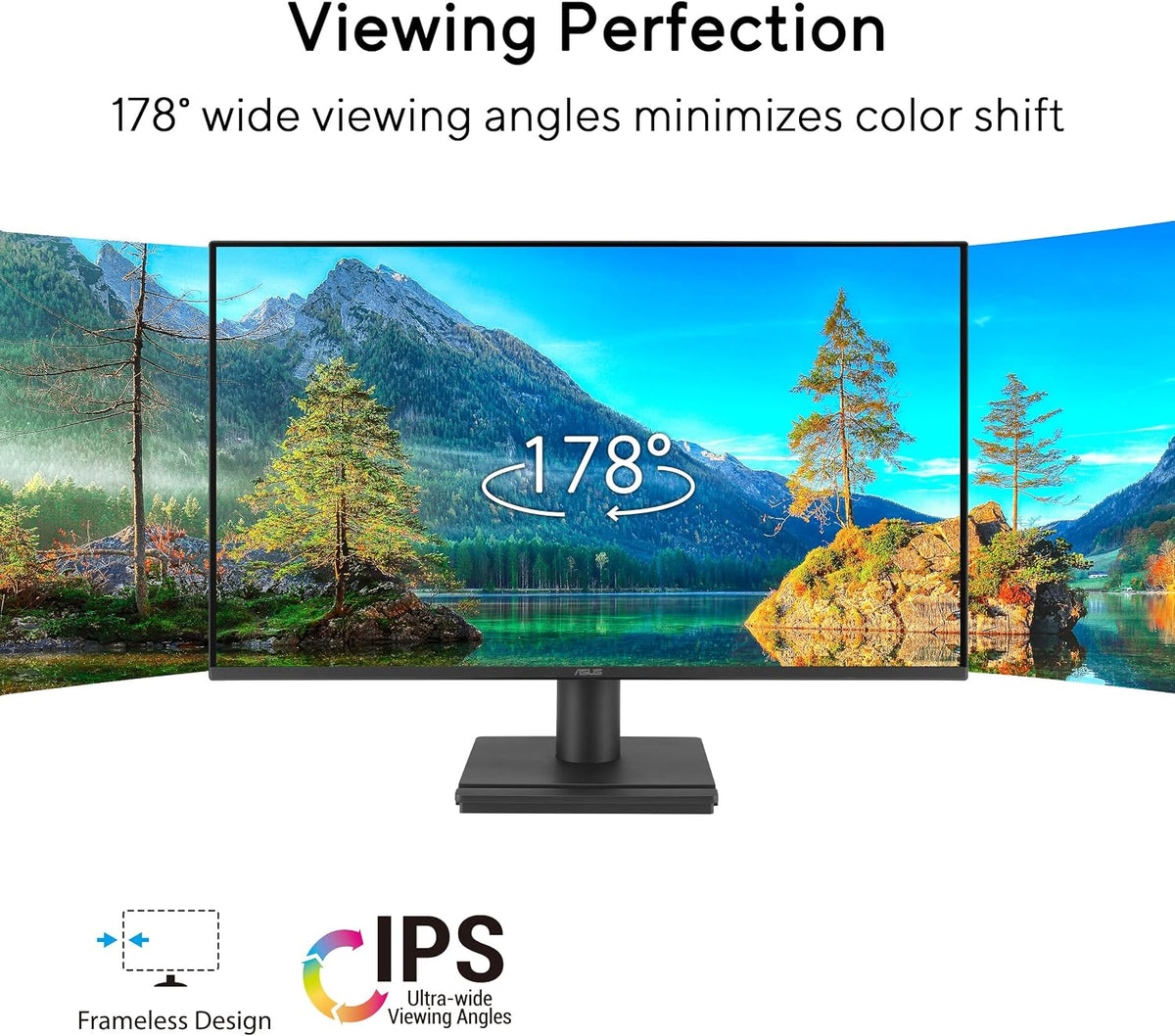 ASUS VA249HG Eye Care Gaming Monitor: 24-inch (23.8-inch viewable), IPS, Full HD, 99% sRGB, Frameless, 120Hz, Adaptive-Sync, 1ms MPRT, HDMI, VGA, Low Blue Light, Flicker Free, Wall Mountable - Black — product image 2