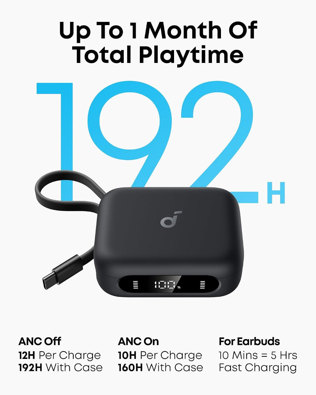B0F2B7N2NM | soundcore by Anker P41i ANC Earbuds, Built-in Phone Charger, 192H | Black | Image 3