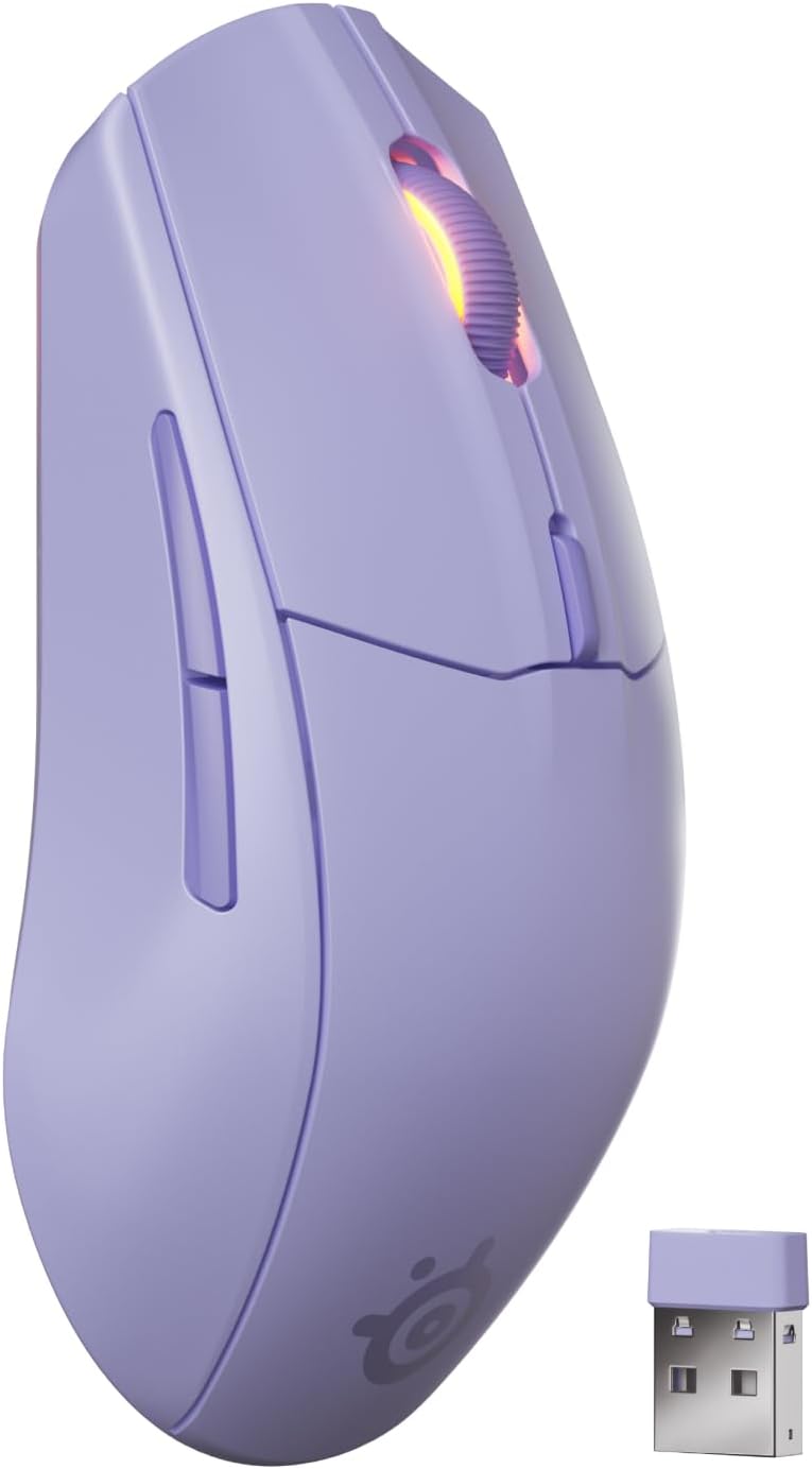 SteelSeries Rival 3 Wireless Gen 2 Gaming Mouse - 2.4GHz and Bluetooth - 18,000 DPI TrueMove Air Optical Sensor - 60 Million Clicks Guaranteed - Ultralight - PTFE Gliding Feet - Lavender — product image 1