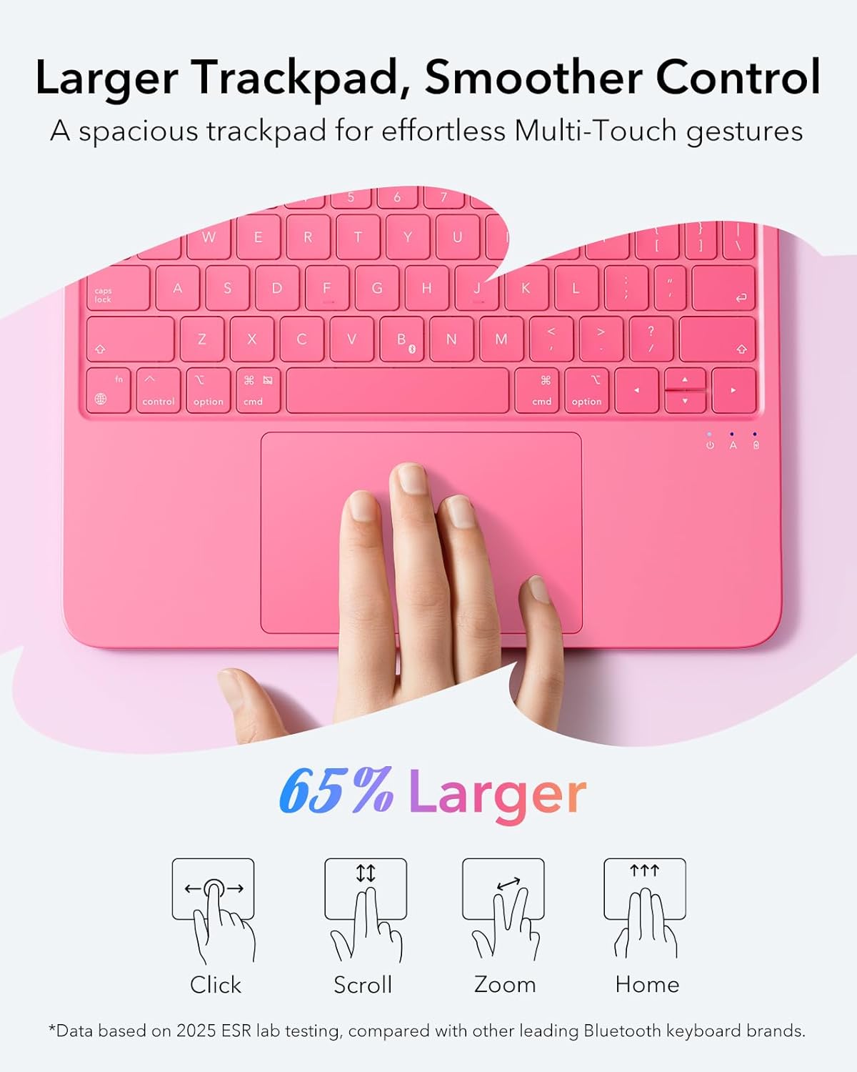 B0F6LLCZSN | ESR iPad 11th (A16) 2025/10th Gen Flex Keyboard Case, Ultra-Light Magnetic Detachable Keyboard with Writing/Viewing Modes, Larger Precision Trackpad, Pink | Pink | Image 6