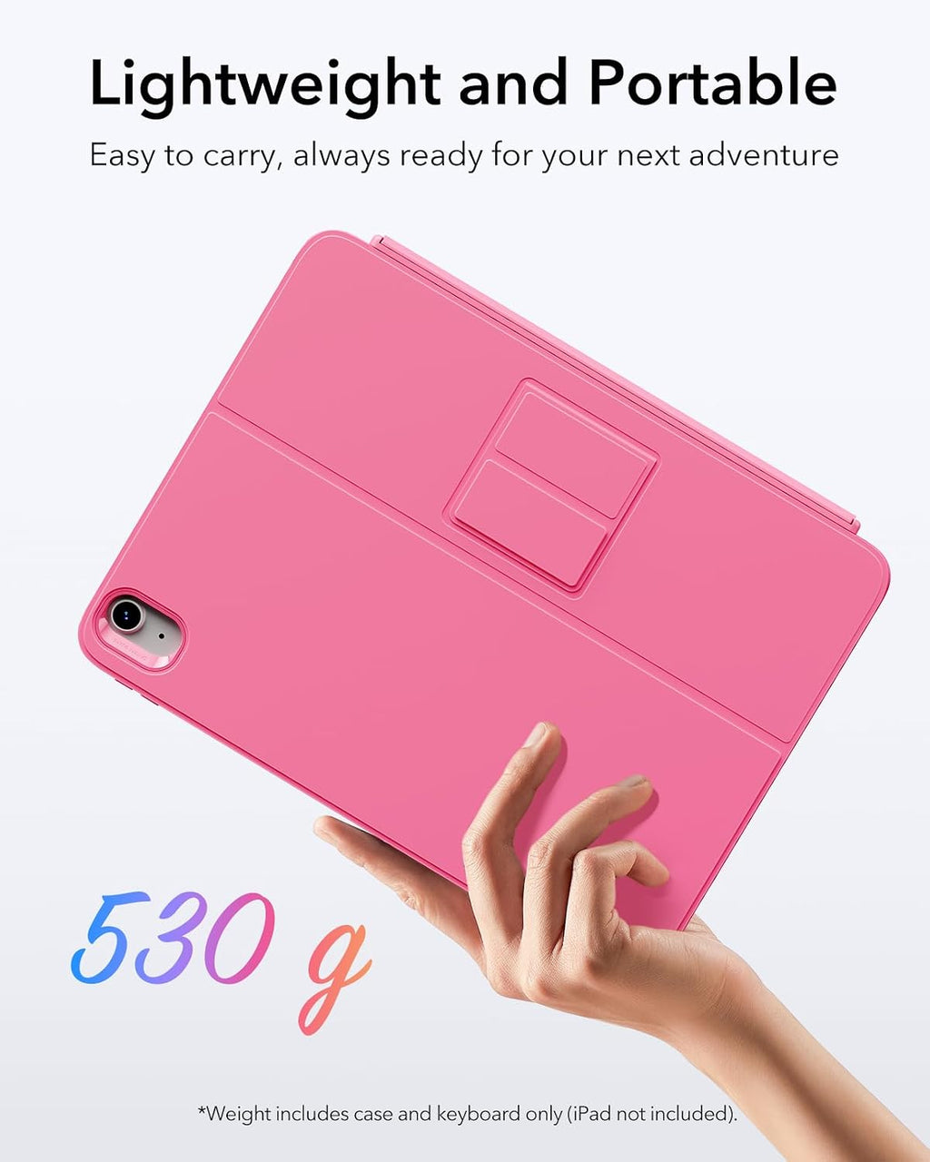 B0F6LLCZSN | ESR iPad 11th (A16) 2025/10th Gen Flex Keyboard Case, Ultra-Light Magnetic Detachable Keyboard with Writing/Viewing Modes, Larger Precision Trackpad, Pink | Pink | Image 7