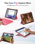 B0F6LLCZSN | ESR iPad 11th (A16) 2025/10th Gen Flex Keyboard Case, Ultra-Light Magnetic Detachable Keyboard with Writing/Viewing Modes, Larger Precision Trackpad, Pink | Pink | Image 3