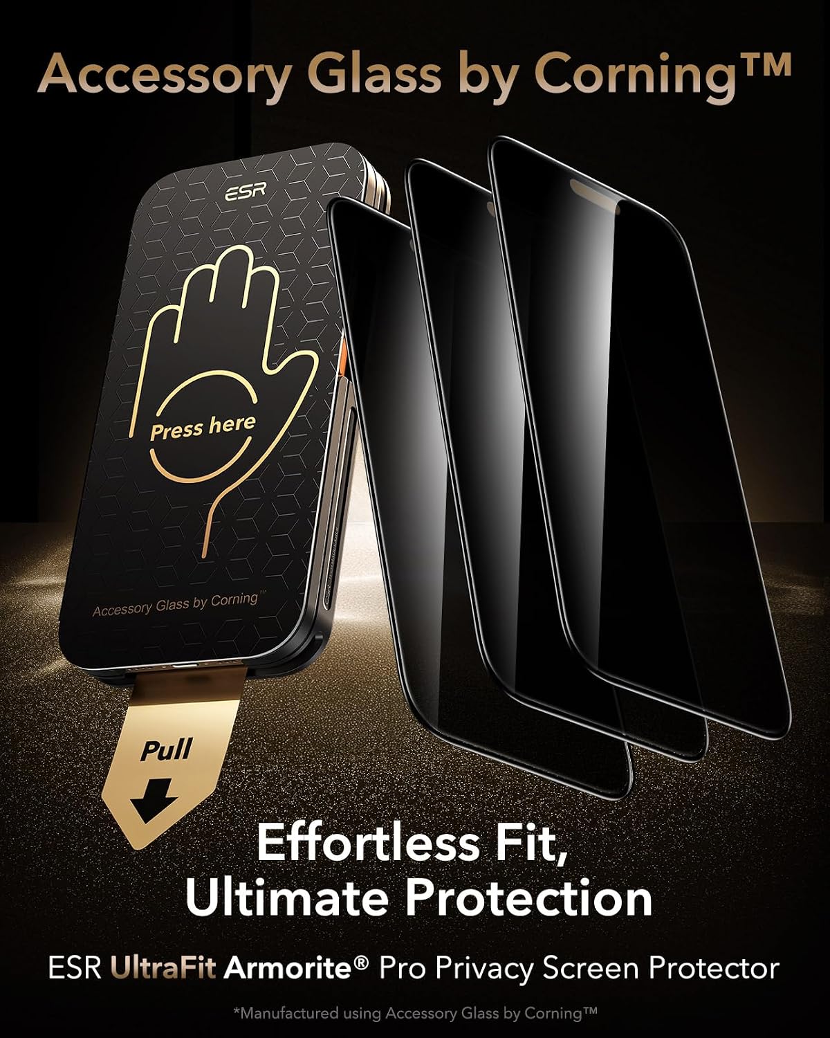 B0F6TTR1H2 | ESR Armorite Pro Anti-Spy Tempered Glass for iPhone 17 Pro, Pack of 3 | Anti-Spy 3PCS | Image 2
