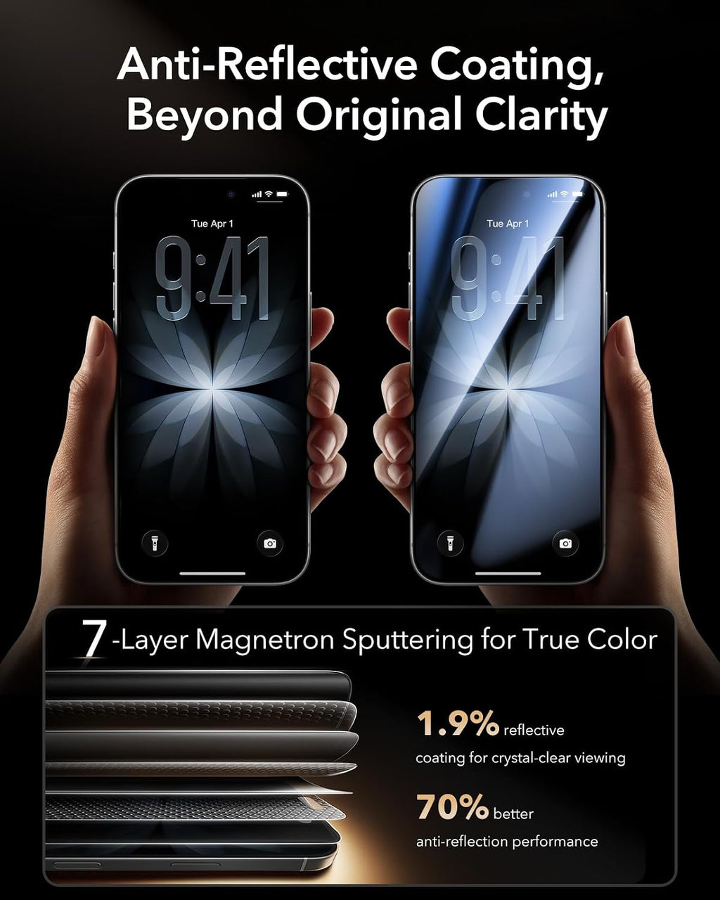 B0F6TVTMRR | ESR Armorite Pro Anti-Spy Tempered Glass for iPhone 17/16 Pro, 3 Pack | Anti-Spy 3PCS | Image 7