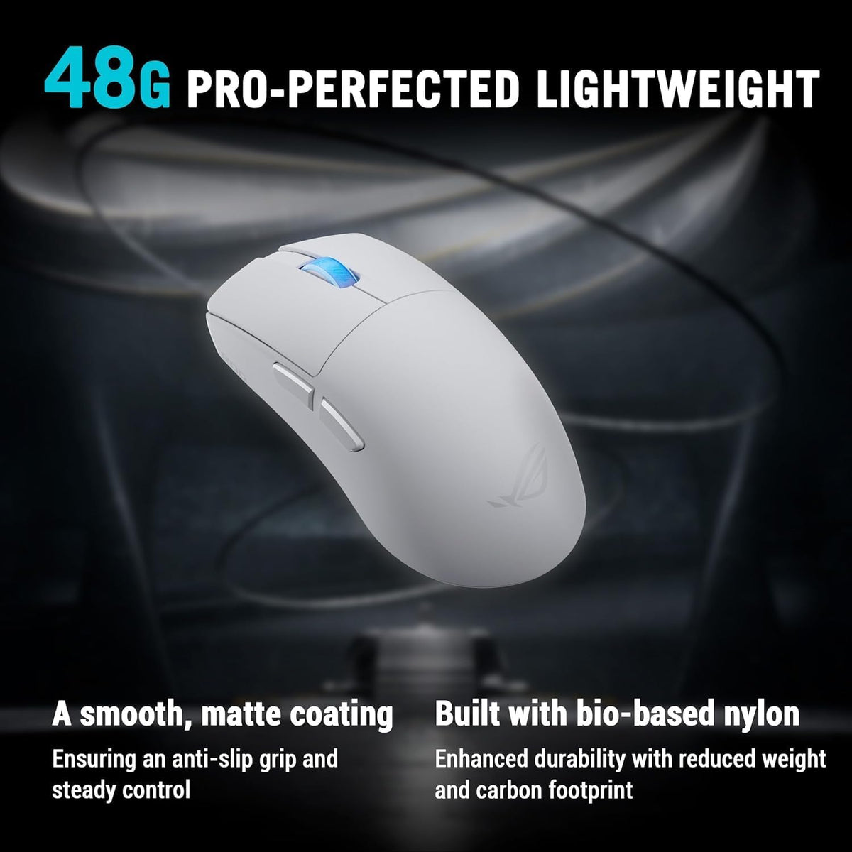 ASUS ROG Harpe II Wireless Esports Gaming Mouse, 48g Lightweight, Symmetrical, AimPoint Pro 42K Optical Sensor, Optical Switches, 8K Polling, 5 Programmable Buttons, FPS Games (Moonlight White) — product image 4