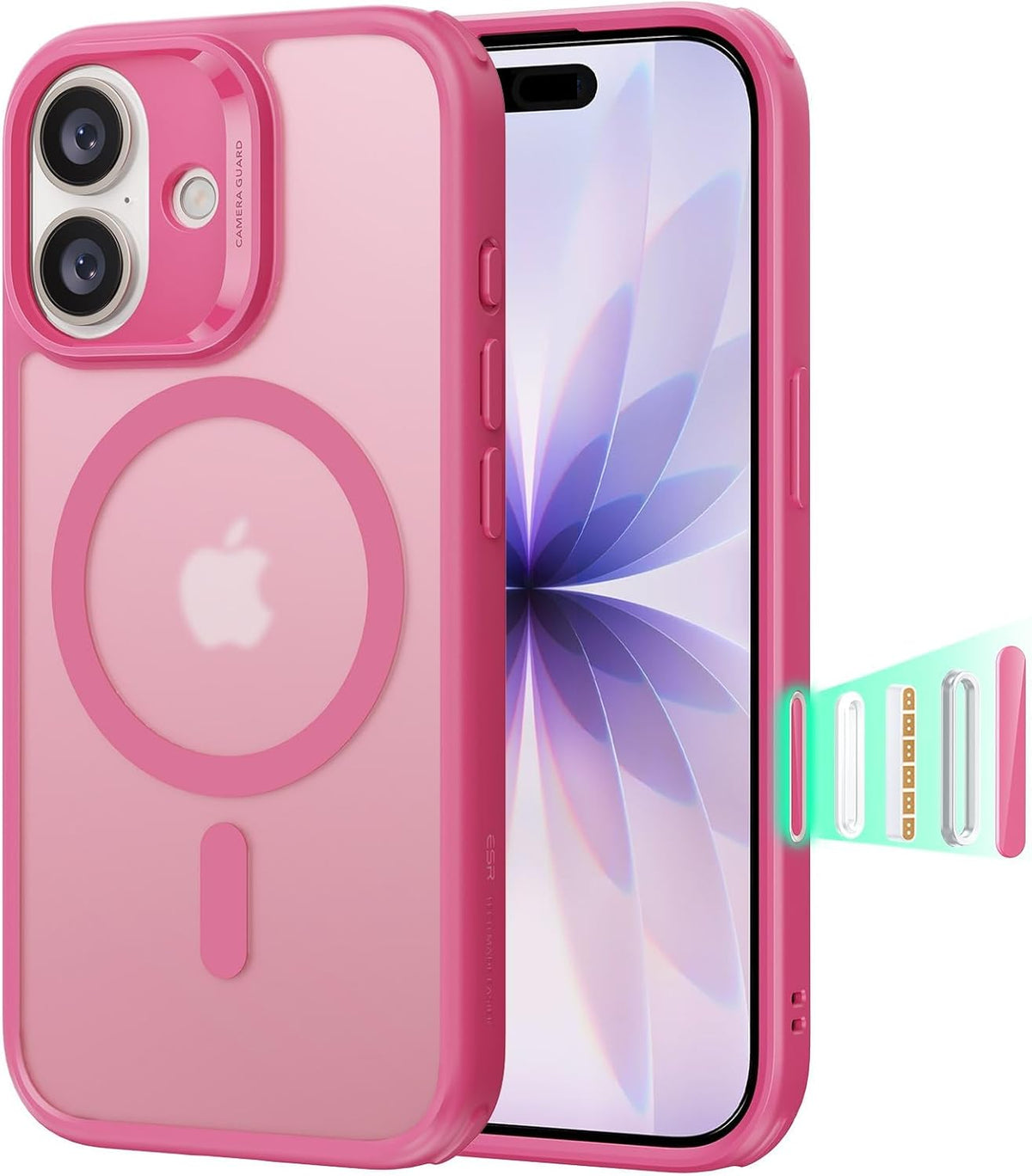 B0FCY7ZQSJ | ESR iPhone 17 Halolock Classic Hybrid Camera Control Button V1 | Frosted Pink | Image 1