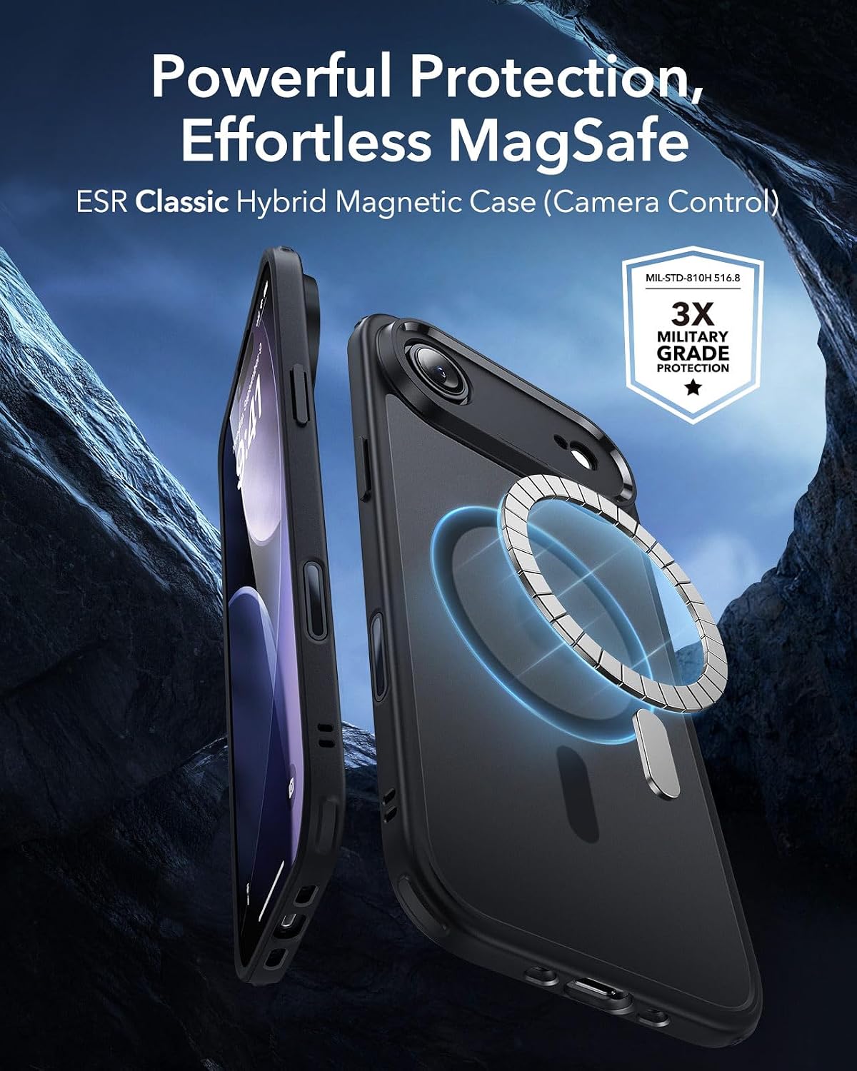 B0FCY8G7YQ | ESR Classic Hybrid Cover for iPhone Air, Matte Black | Frosted Black | Image 3