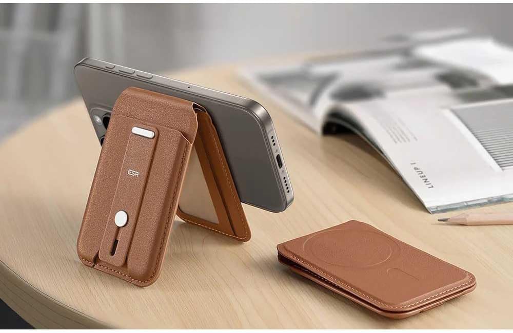 B0FDQXWF3F | ESR Grip Wallet Stand (HaloLock) - Brown | Default Title | Image 2