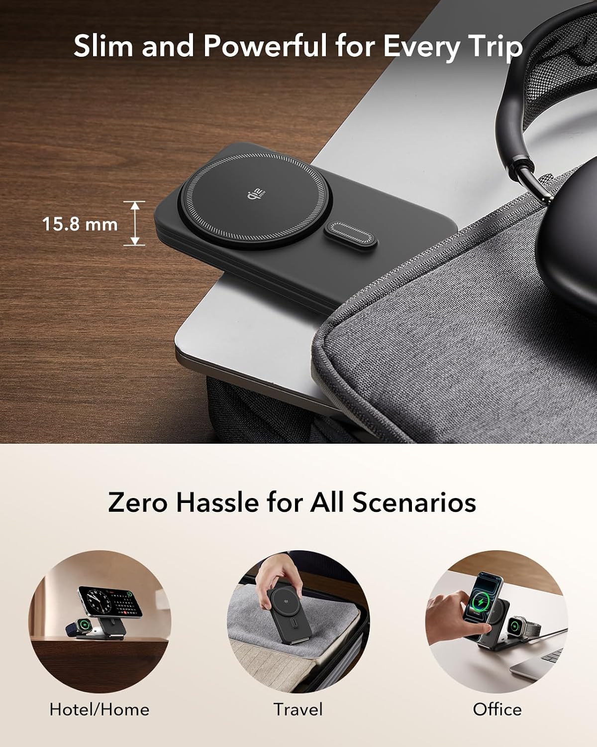 B0FHQDKX7G | ESR 3 in 1 Charging Station, Qi2.2 for iPhone Duo/18 Pro, 17/16 with iOS 26 | Default Title | Image 3