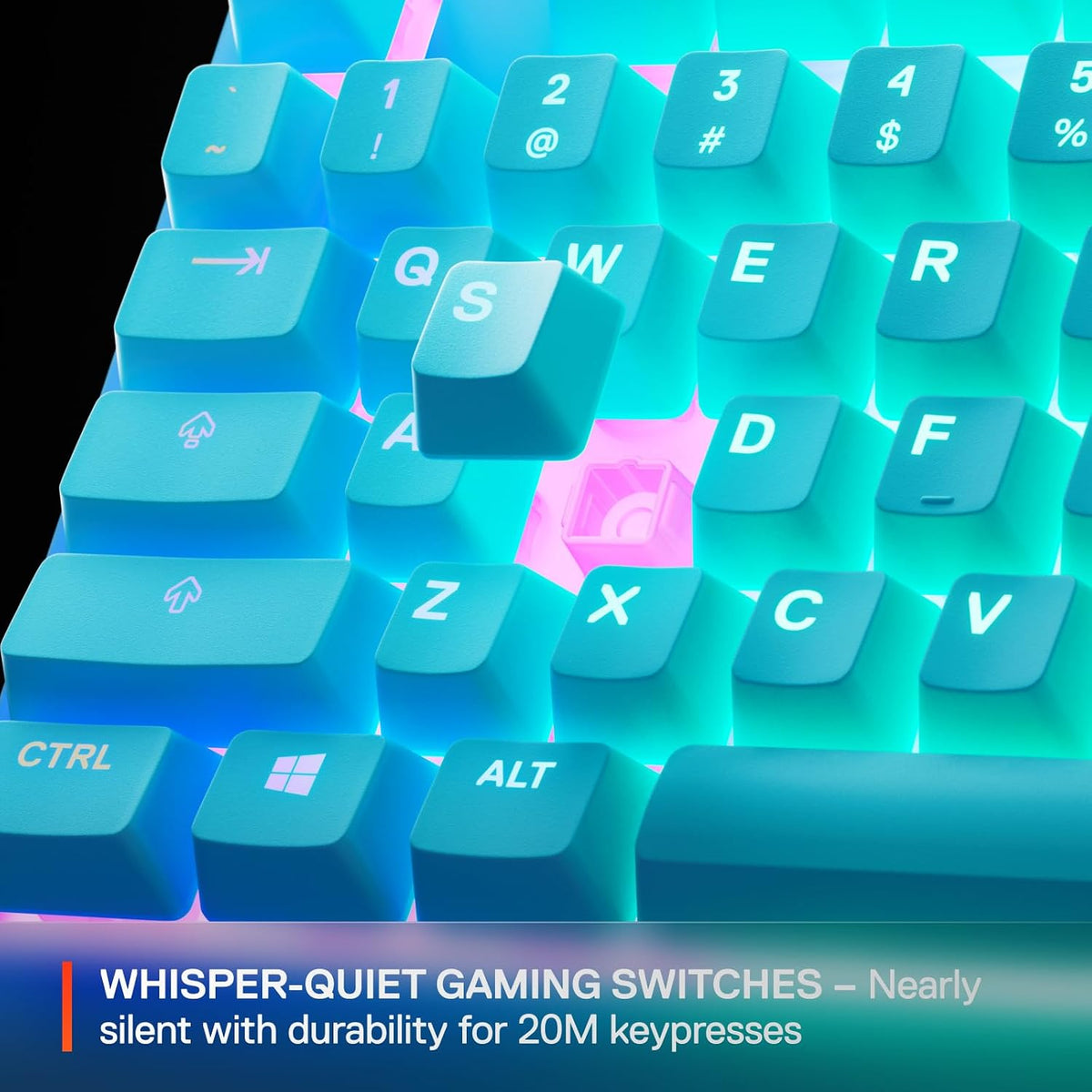 SteelSeries Apex 3 TKL Aqua RGB Gaming Keyboard — Tenkeyless Compact Form Factor — 8-Zone RGB Illumination — Water and Dust Resistant — Whisper-Quiet Gaming Switch — product image 5