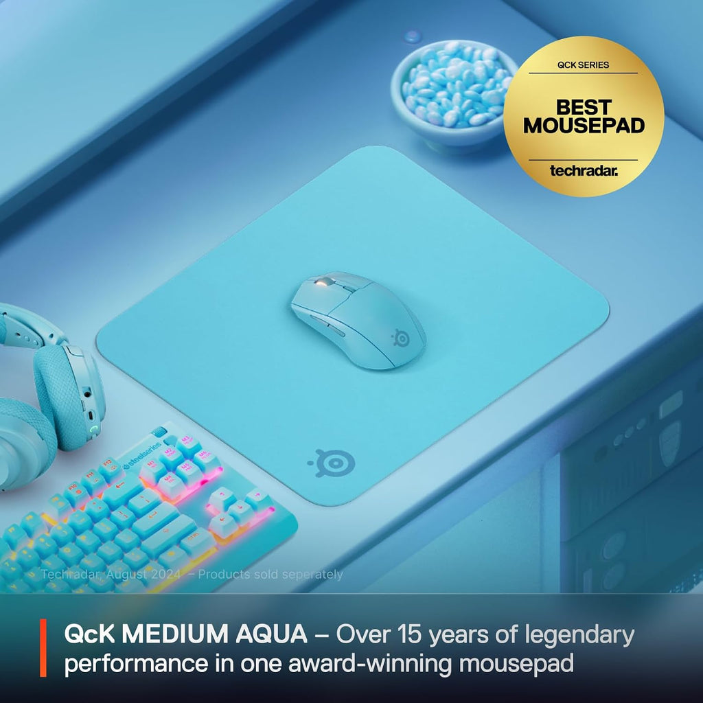 SteelSeries QcK Cloth Gaming Mouse Pad - Exclusive Micro-Woven Surface - Optimized for Gaming Sensors - Maximum Control - Size M - Aqua — product image 2