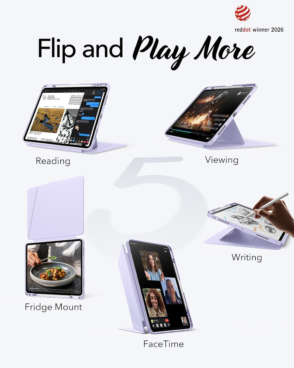 B0FJXB2PC9 | ESR for iPad Pro 13 Inch Case (M5/M4), Flip Series, Light Purple | Purple | Image 3