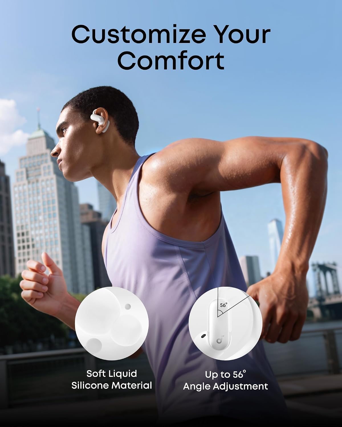 B0FMK7B191 | soundcore by Anker AeroFit 2 Pro Hybrid Earbuds, LDAC, BT 6.1 | White | Image 3