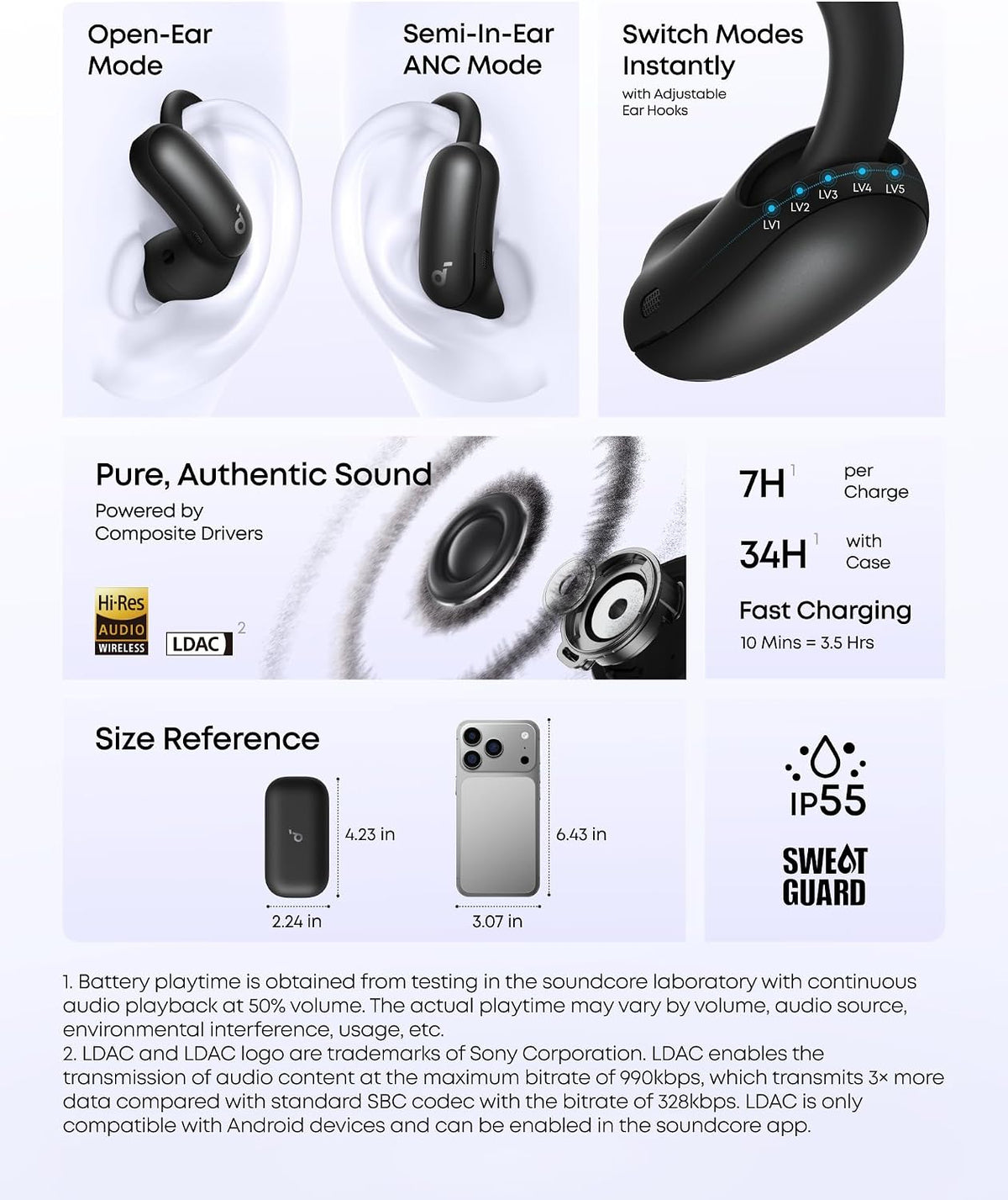 B0FMJP7T3M | soundcore by Anker AeroFit 2 Pro Hybrid Earbuds, LDAC, BT 6.1 | Black | Image 22