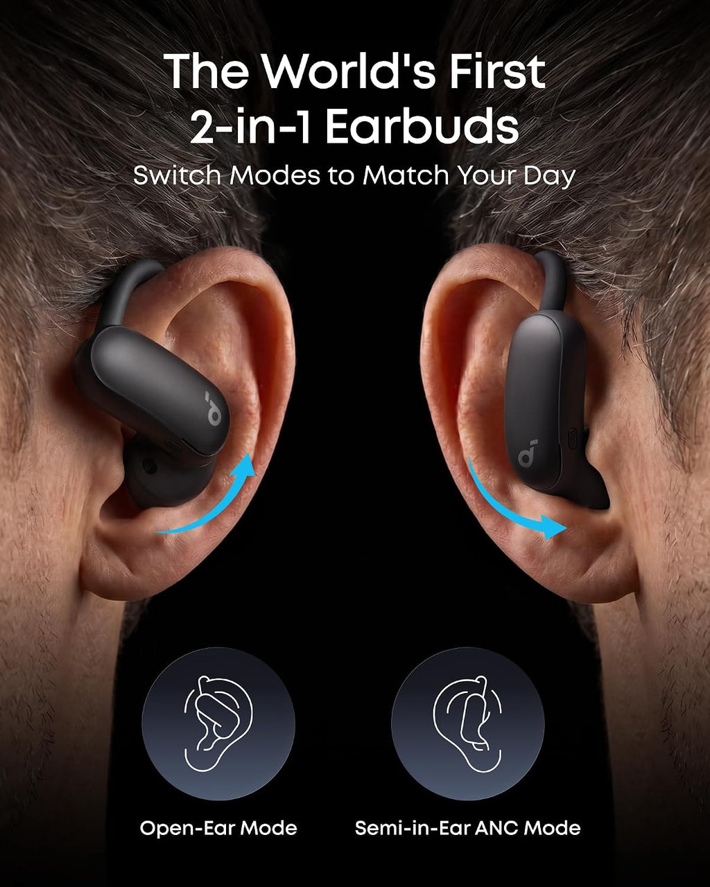 B0FMJP7T3M | soundcore by Anker AeroFit 2 Pro Hybrid Earbuds, LDAC, BT 6.1 | Black | Image 17