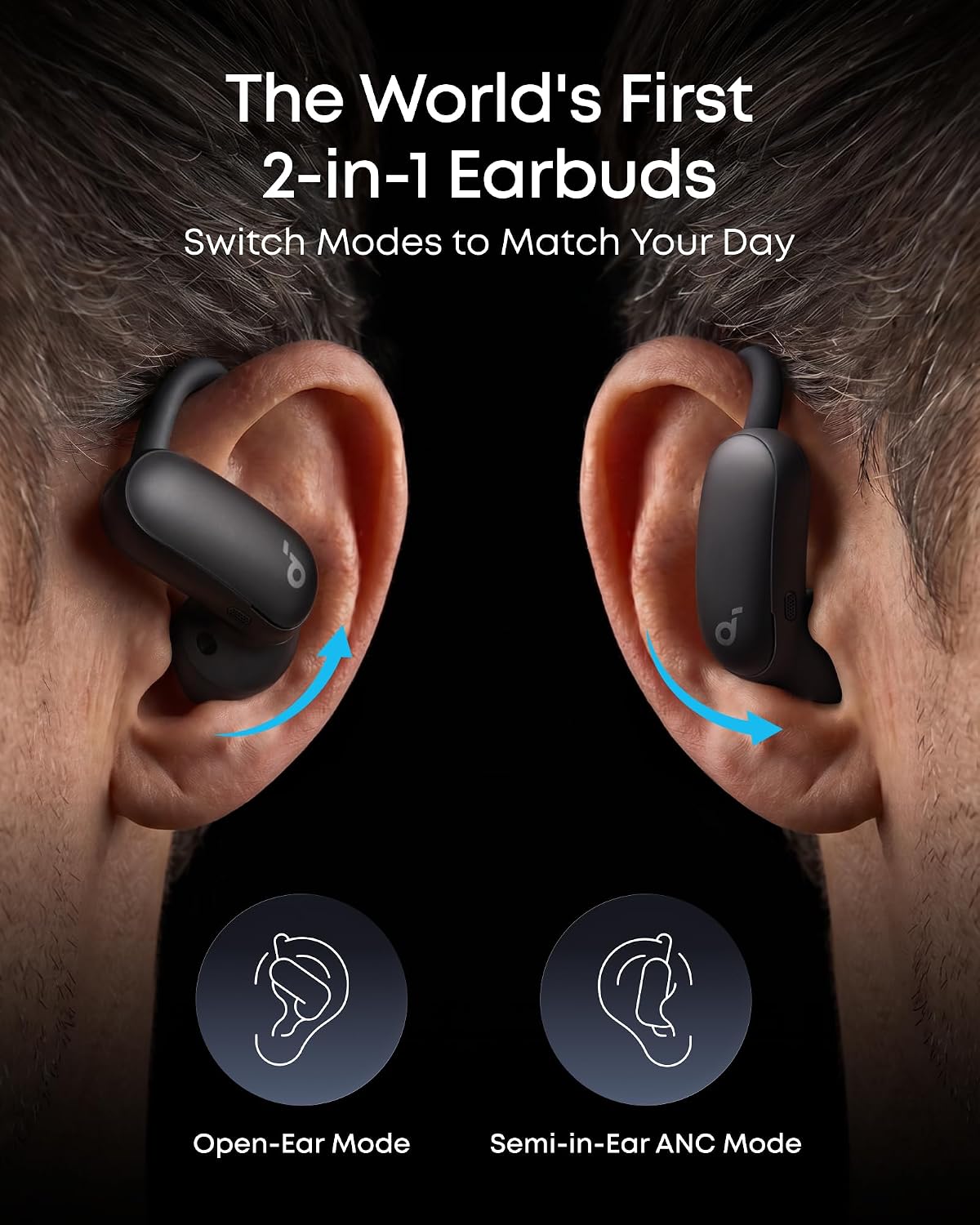 B0FMJP7T3M | soundcore by Anker AeroFit 2 Pro Hybrid Earbuds, LDAC, BT 6.1 | Black | Image 17