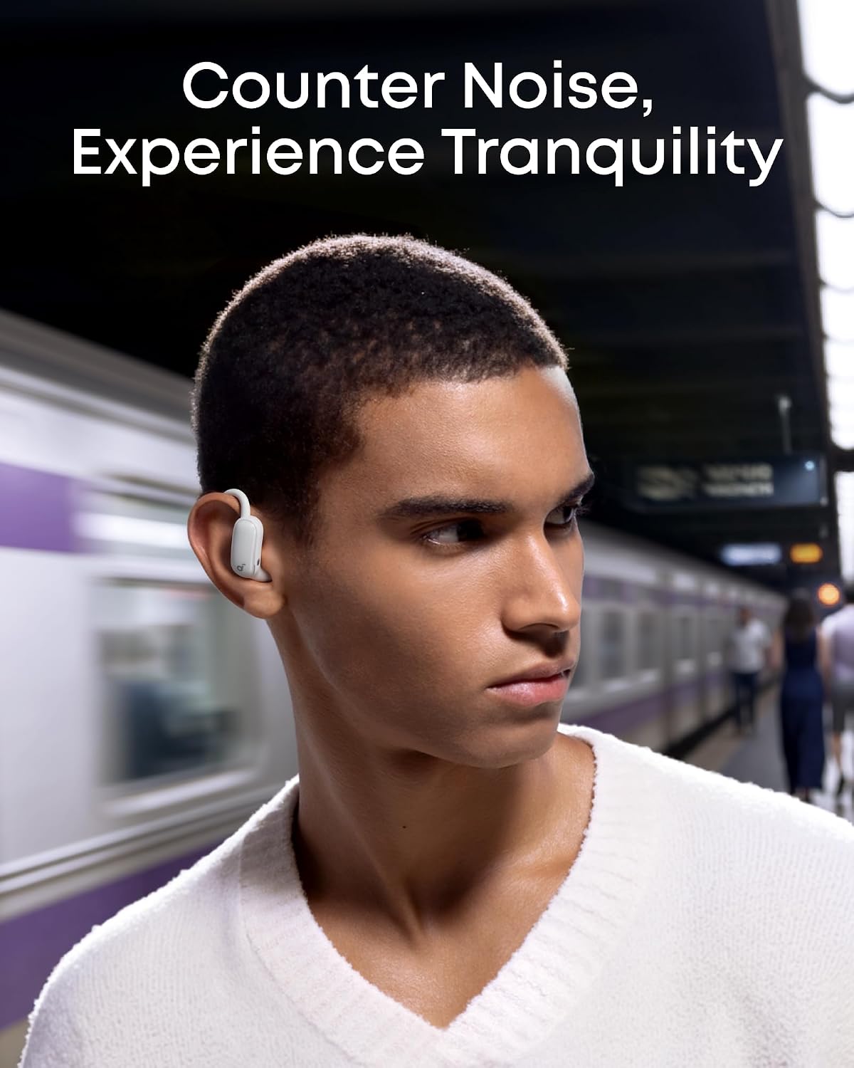 B0FMK7B191 | soundcore by Anker AeroFit 2 Pro Hybrid Earbuds, LDAC, BT 6.1 | White | Image 4