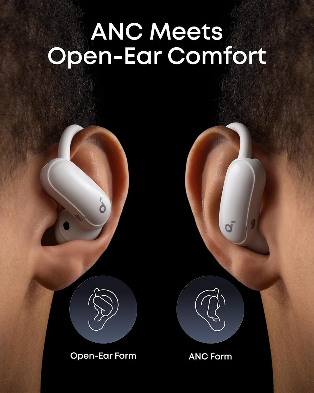 B0FMK7B191 | soundcore by Anker AeroFit 2 Pro Hybrid Earbuds, LDAC, BT 6.1 | White | Image 2