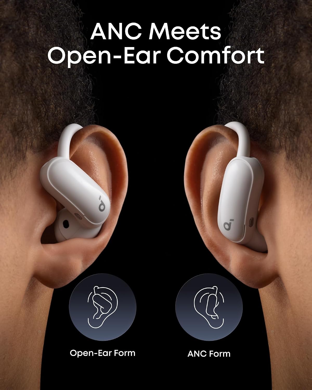 B0FMK7B191 | soundcore by Anker AeroFit 2 Pro Hybrid Earbuds, LDAC, BT 6.1 | White | Image 2