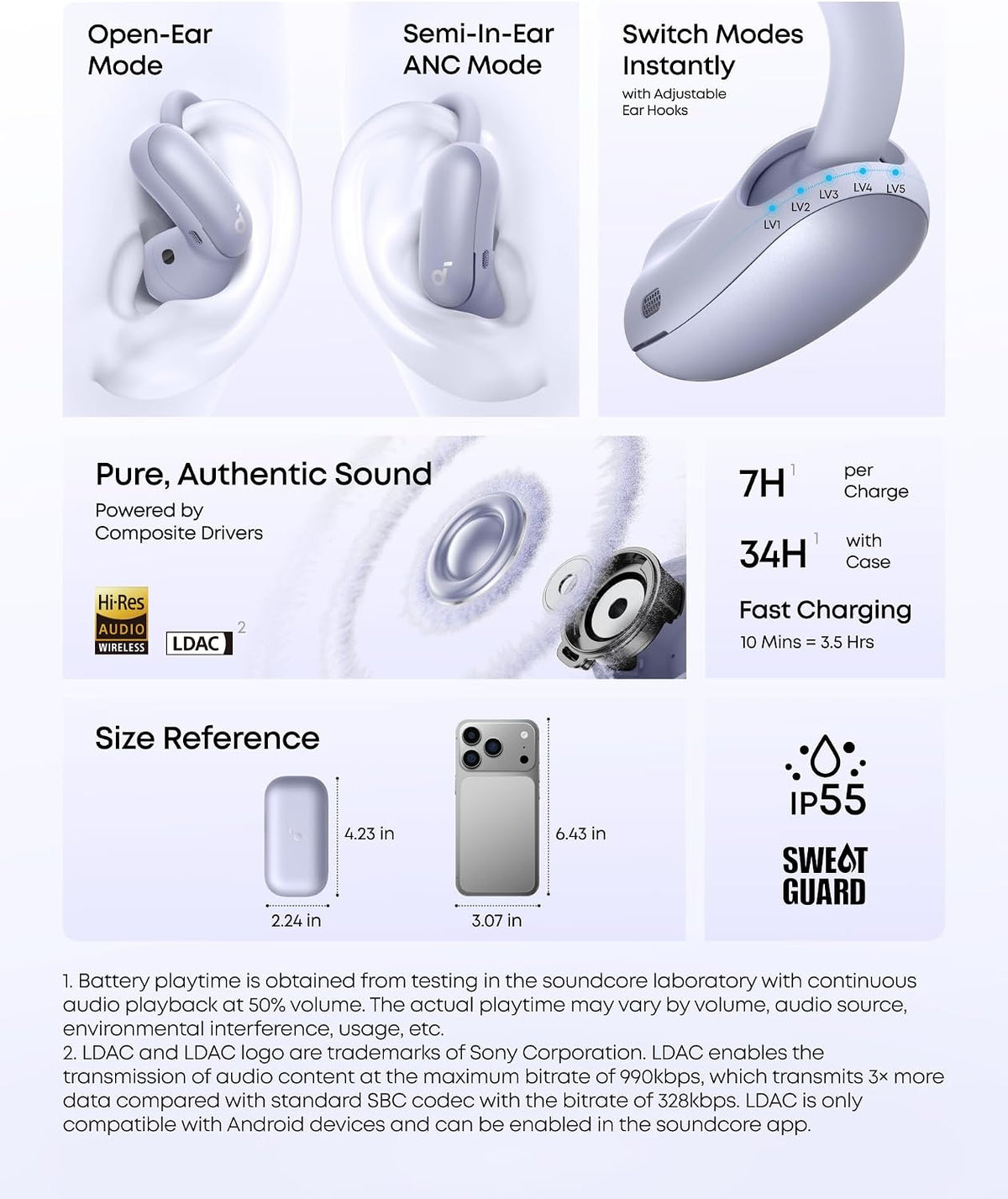 B0FMK8VMD8 | soundcore by Anker AeroFit 2 Pro Hybrid Earbuds, LDAC, BT 6.1 | Purple | Image 31