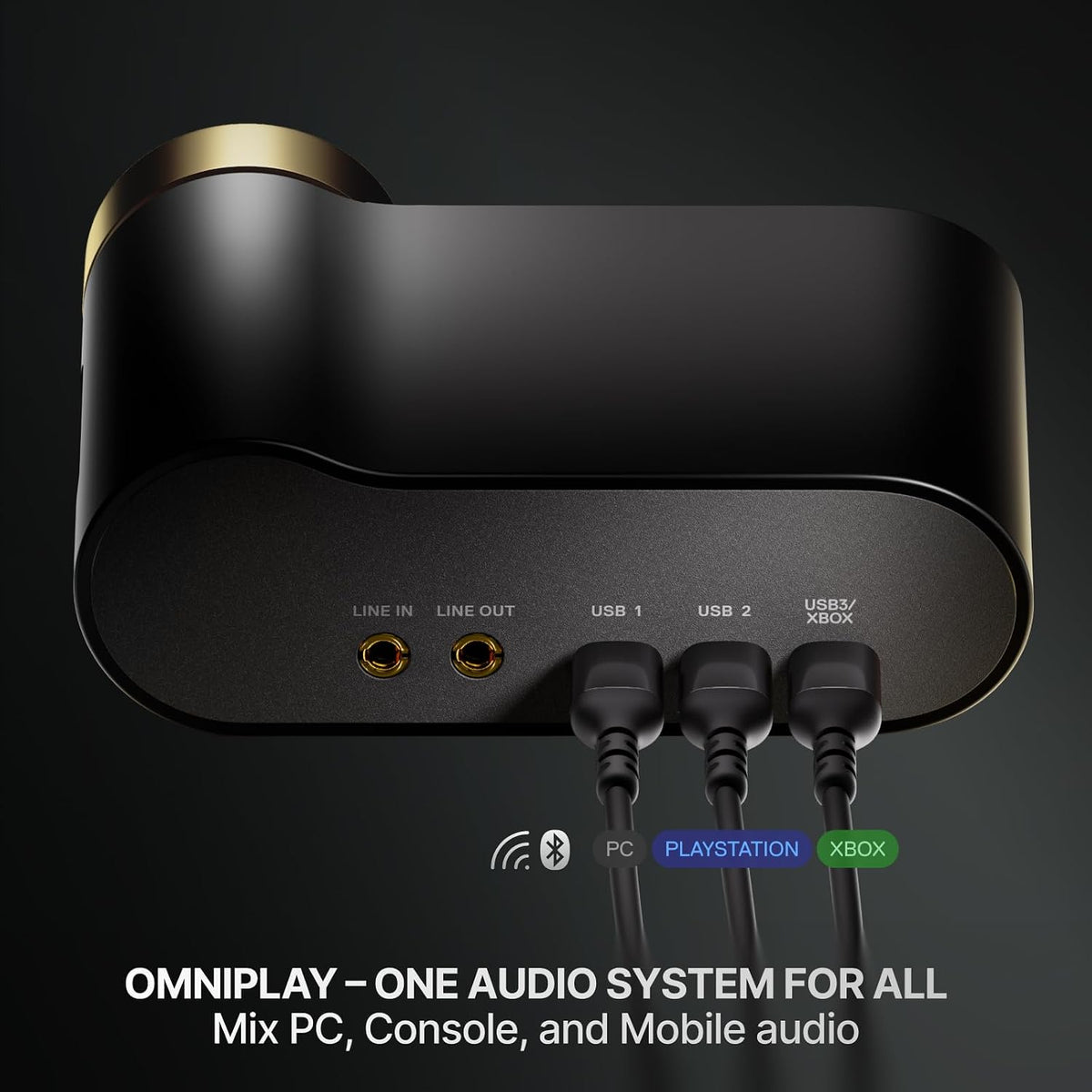 SteelSeries Arctis Nova Elite - Hi-Res Wireless Gaming Headset -Carbon Fiber Speakers - ANC - App - 2.4GHz + BT - Multi-Source Mix; OmniPlay PC+PS+Xbox - Sage & Gold (UAE Version) — product image 4