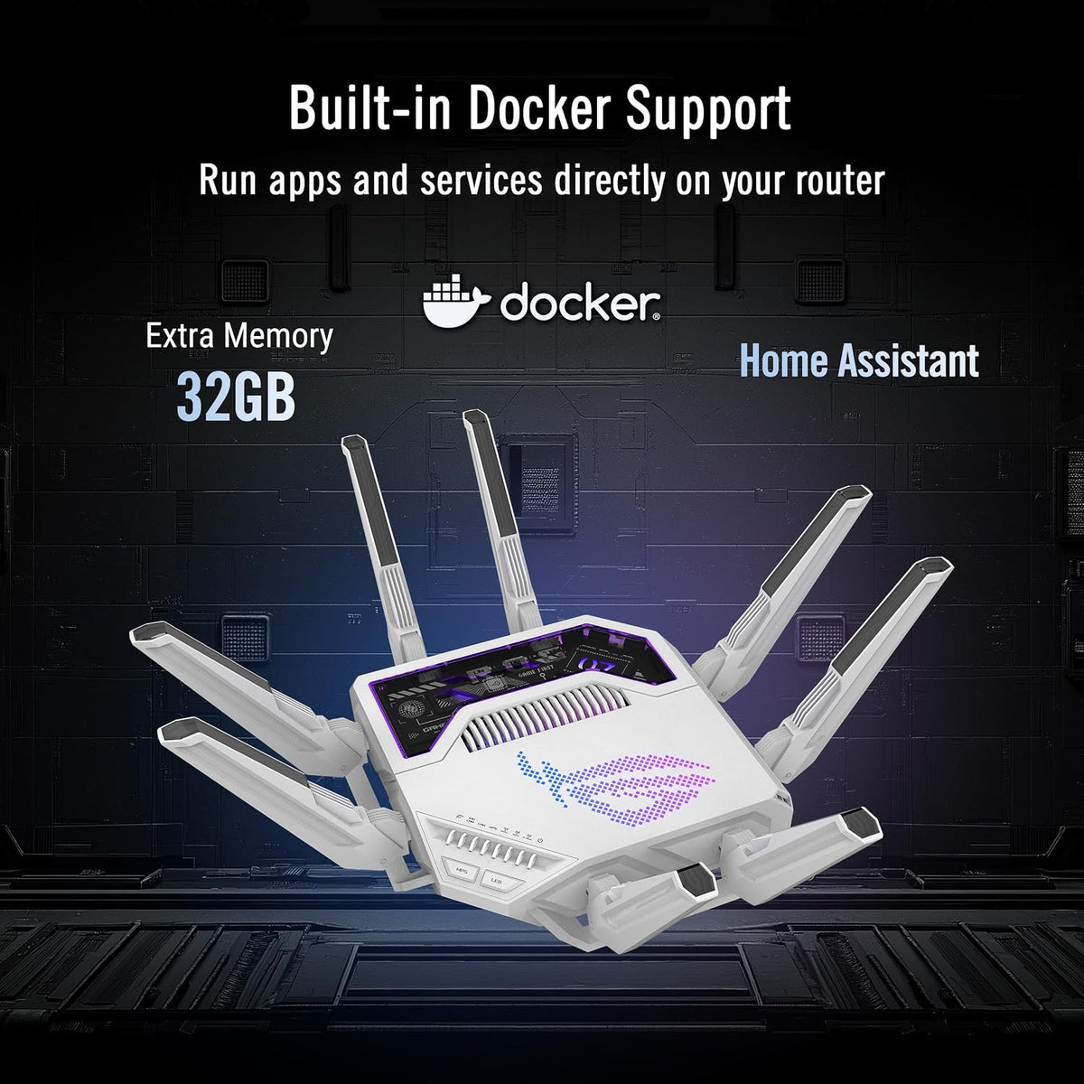 ASUS ROG Rapture GT-BE19000AI Tri-Band Gaming Router (WiFi 7, 802.11be, up to 3500sq. ft. & 200+ Devices, Triple Security Level, Supports AiMesh Whole Home Mesh WiFi, Dual 10G) - White — product image 5