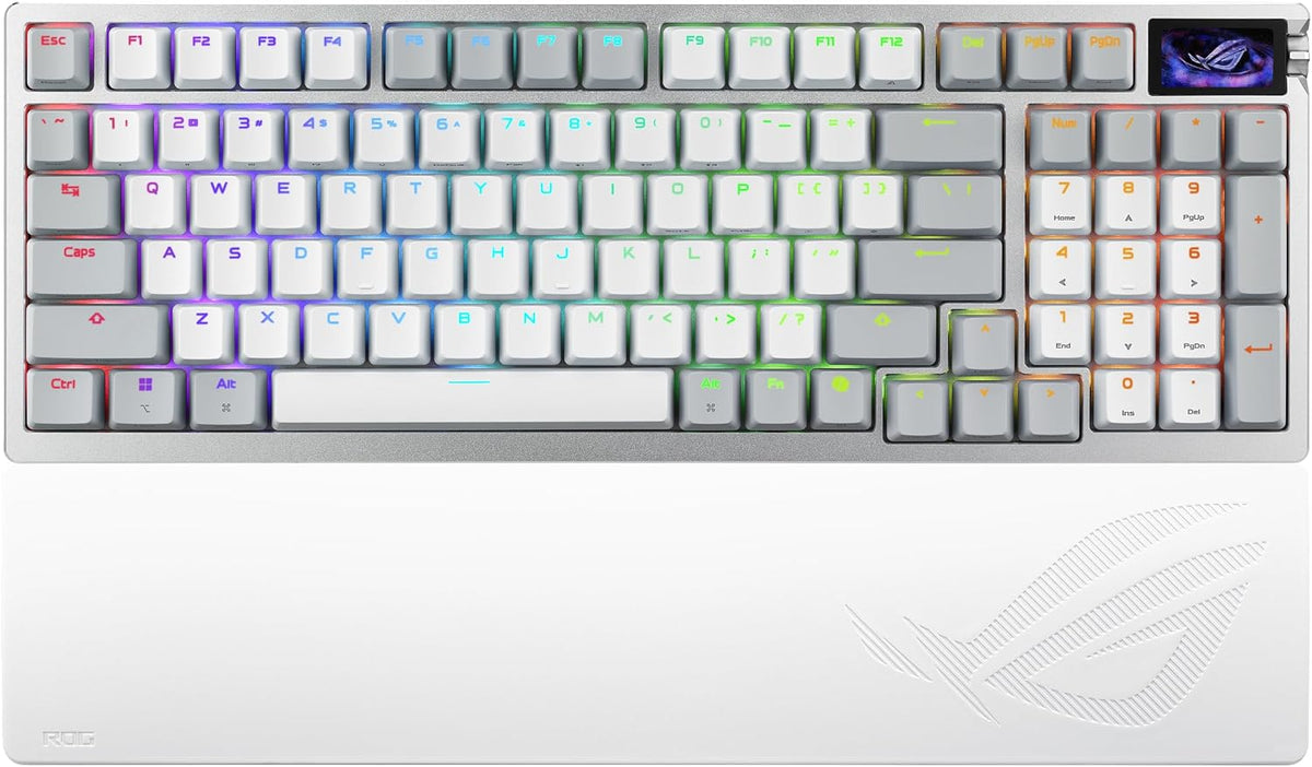 ASUS ROG Azoth 96 HE Wireless Gaming Keyboard, Rapid Trigger Hall Effect HFX V2 Magnetic Switch, Adjustable Actuation, Bluetooth/2.4GHz/Wired, 8K Polling Rate, Arabic Layout, White — product image 1