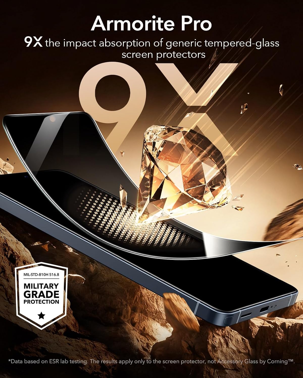 B0G481L49H | ESR Armorite Pro Tempered Glass Privacy Screen for Galaxy S26 Ultra, Pack | Privacy Pack of 3 | Image 5