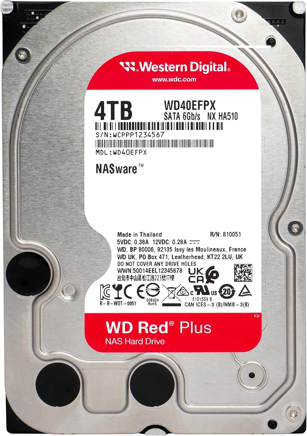 Western Digital 4TB WD Red Plus NAS Internal Hard Drive HDD - 5400 RPM, SATA 6 Gb/s, CMR, 128 MB Cache, 3.5" - WD40EFZZ — product image 2