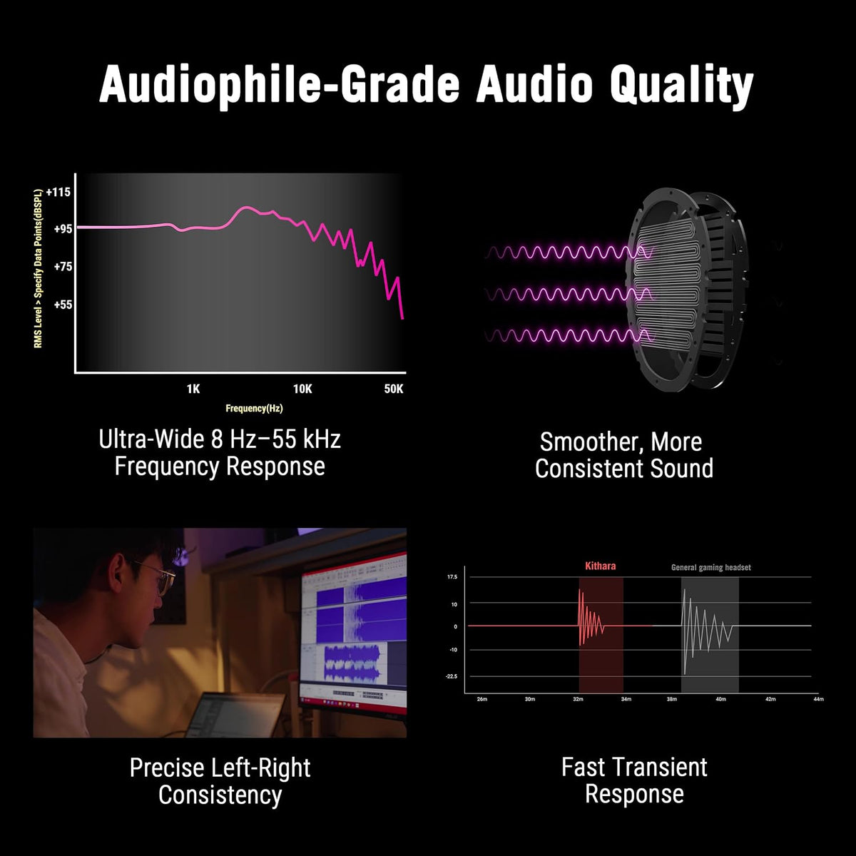 ASUS ROG Kithara Wired Gaming Headset (Open back, 100mm HIFIMAN Planar Magnetic driver, Balanced Cable with Swappable 4.4/3.5/6.3 plugs, Full-band MEMS Boom Mic, For PC, Switch, PS5, mobile)- Black — product image 3