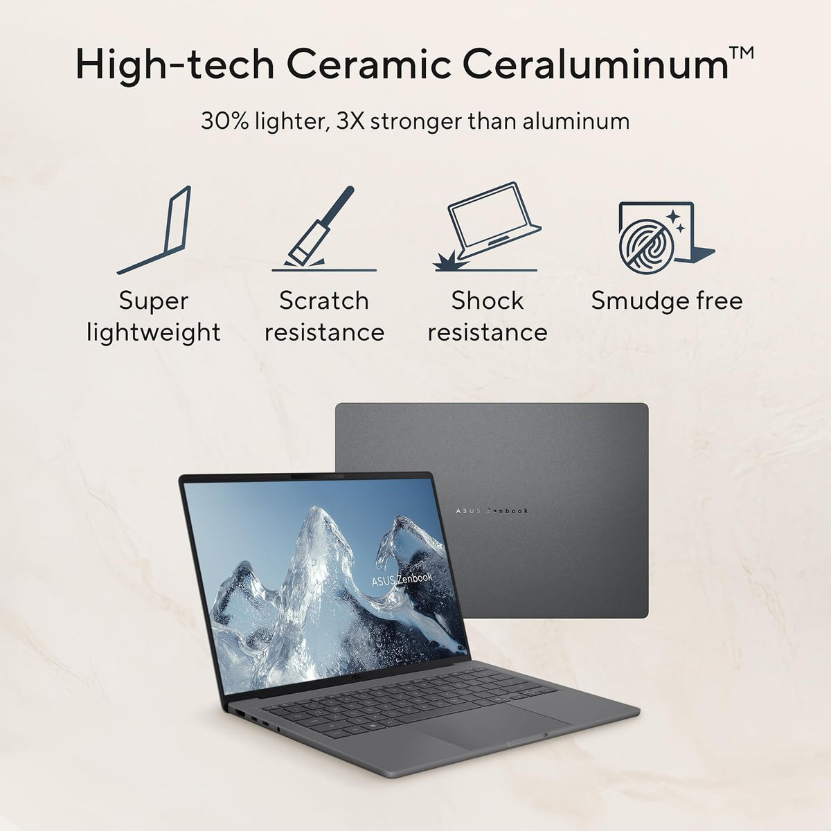 ASUS Zenbook A14 AI Laptop (Iceland Gray) | Snapdragon X2 Elite 18-core, 14"WUXGA OLED Display, 16GB LPDDR5 RAM, 1TB SSD, Qualcomm Adreno GPU,Qualcomm Hexagon NPU up to 80TOPS, Win11 [UX3407NA-QD087W] — product image 4