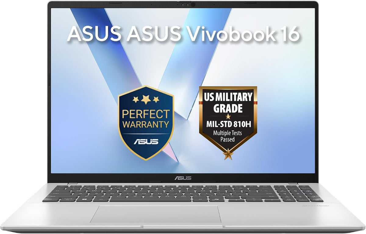 ASUS Vivobook 16 AI Laptop (Cool Silver) | Snapdragon X X1 26 100, 16"WUXGA Display, 16GB LPDDR5X RAM, 512GB SSD, Qualcomm Adreno GPU, Qualcomm Hexagon NPU up to 45TOPS, Win11 [X1607QA-MB055W] — product image 1