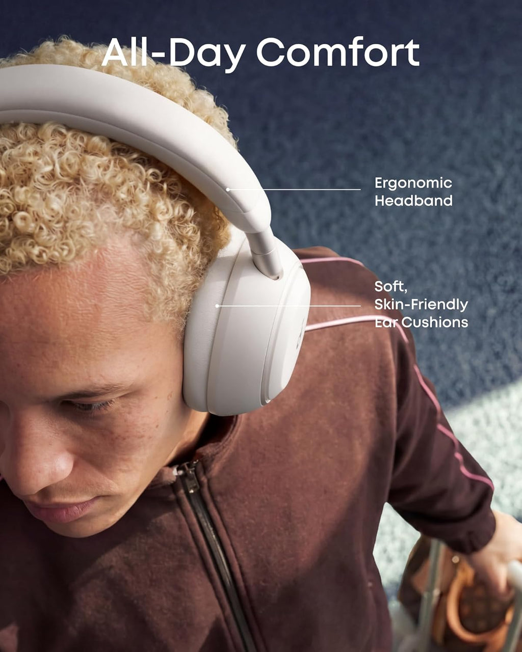 B0GR43T78K | soundcore by Anker Space 2 ANC Headphones, 50H, LDAC | Linen White | Image 19