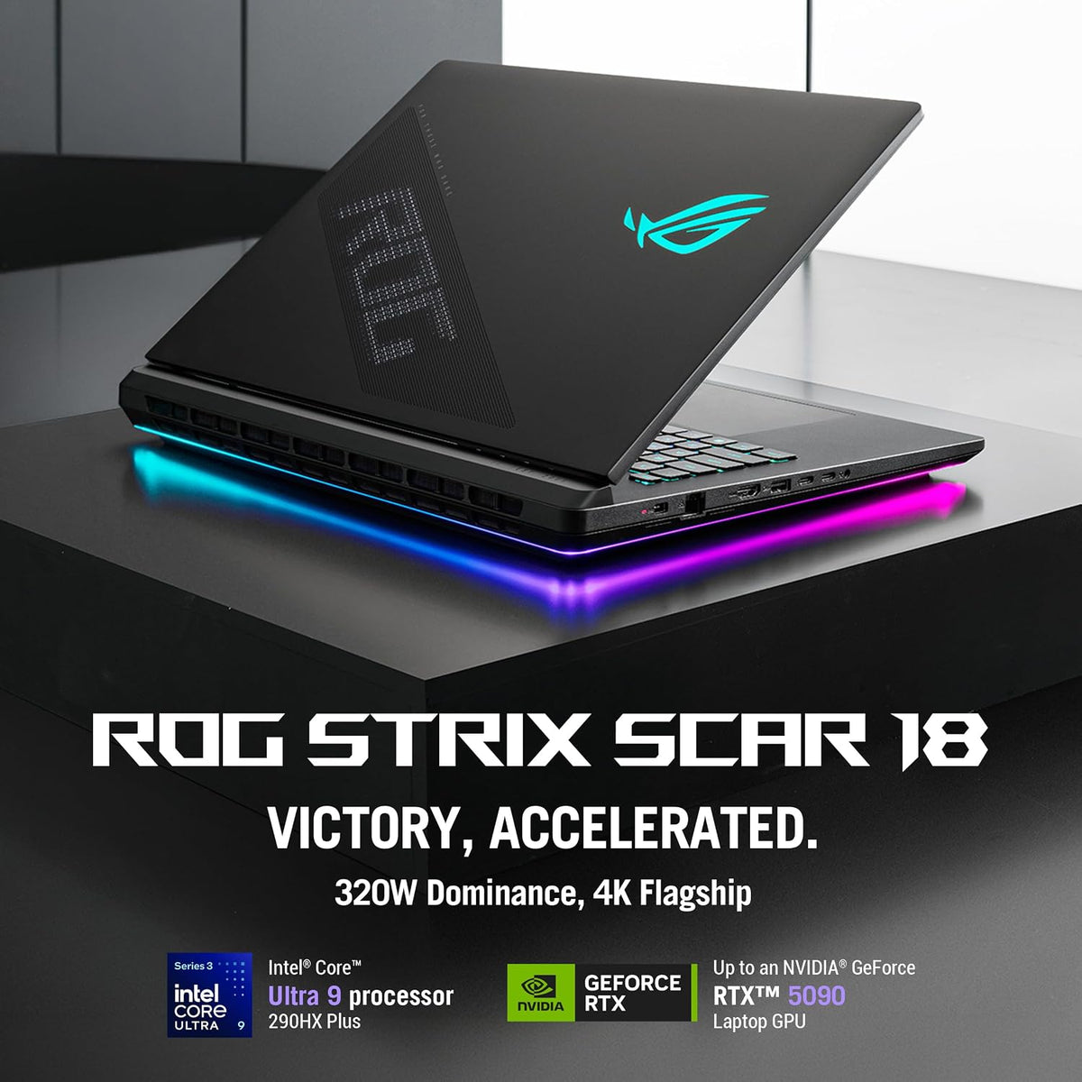 Asus ROG Strix SCAR 18 Gaming Laptop (Off Black) | 18"4K (3840 x 2400, WQUXGA) 240Hz Display, Intel Core Ultra 9 290HX Plus, NVIDIA RTX5090 24GB, 64GB RAM, 2TB SSD, Win11 [G835LXG-TQ512W] — product image 3