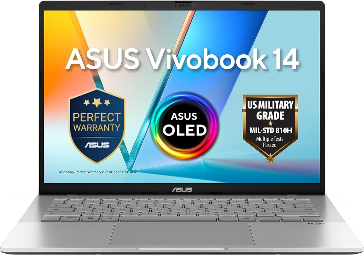 ASUS Vivobook S14 AI Pc (Cool Silver) | 14"WUXGA (1920 x 1200) OLED Display, AMD Ryzen AI 5 330, AMD XDNA NPU up to 50TOPS, 16GB RAM, 512GB SSD, Win11 [M3407KA-SF109W] — product image 1