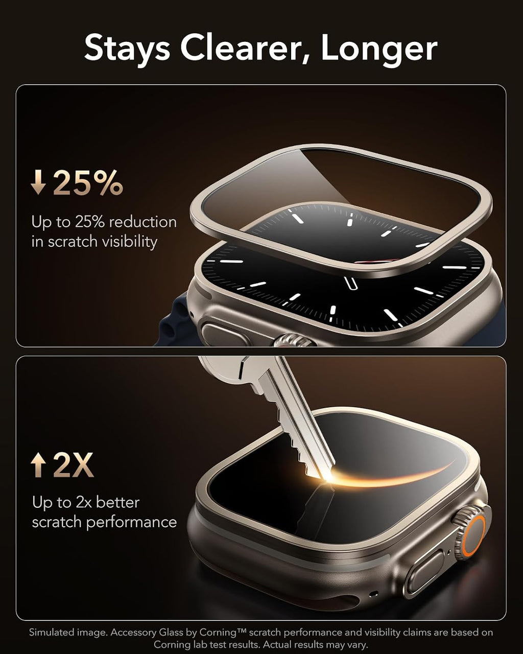 B0H3LLHNBZ | ESR Accessory Glass by Corning™ for Apple Watch Ultra 4/3/2/Ultra | Titanium | Image 12