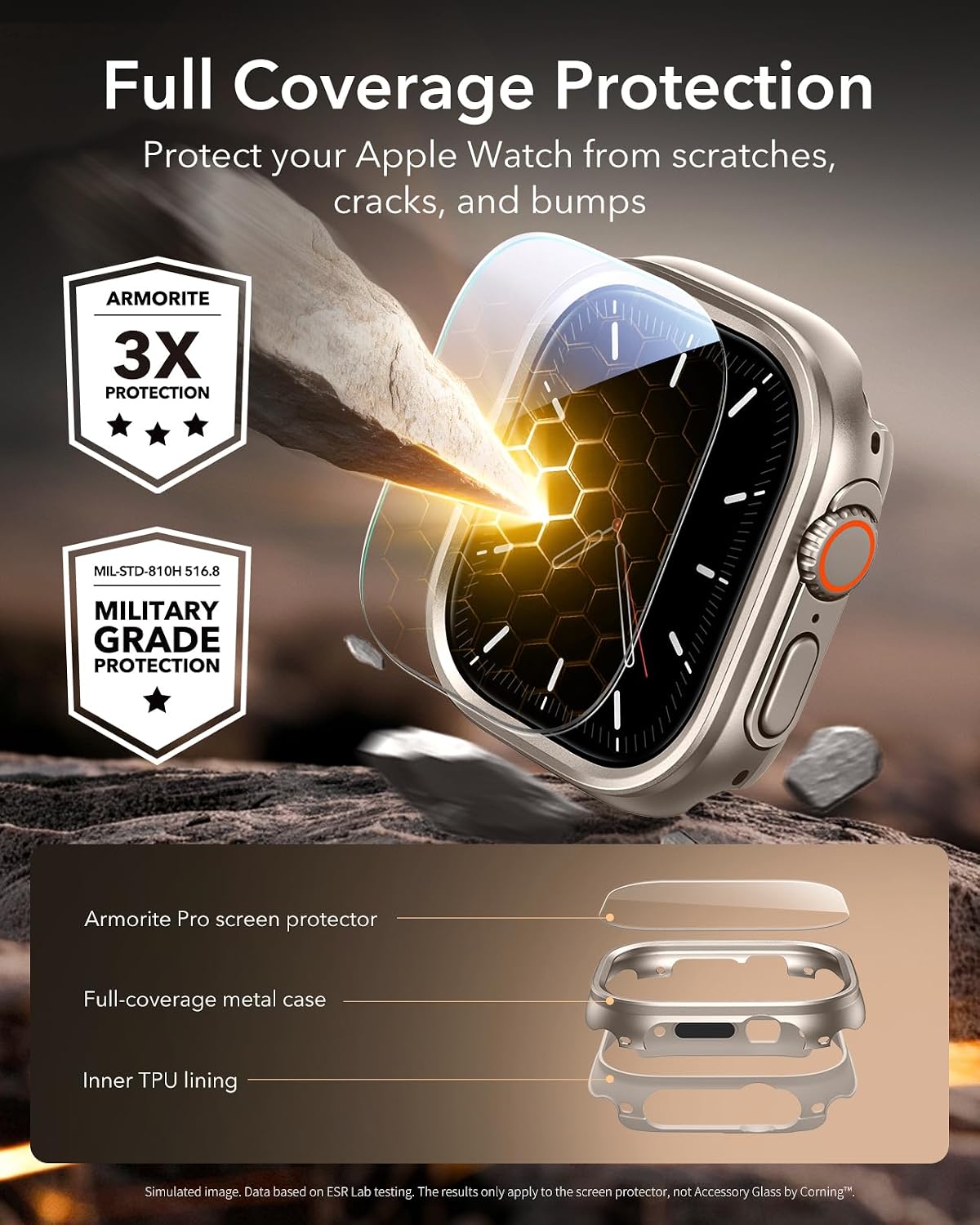 B0H3LLNQX6 | ESR Case Accessory Glass by Corning™ for Apple Watch Ultra 3/2/1 | Titanium | Image 13
