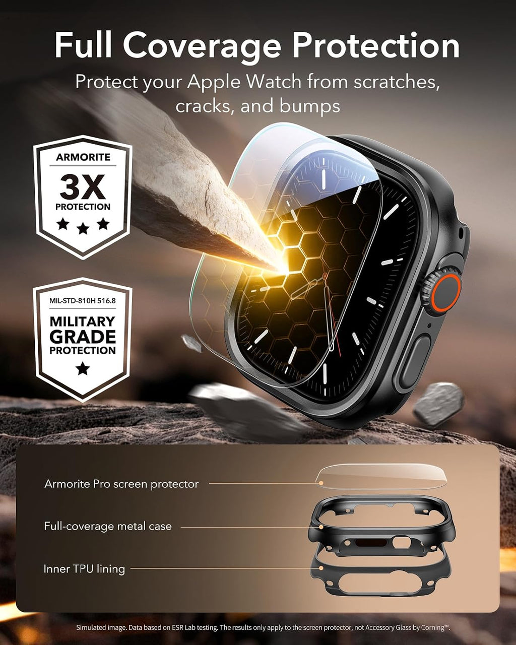 B0H3L9XGT8 | ESR Case Accessory Glass by Corning™ for Apple Watch Ultra 3/2/1 | Black | Image 5