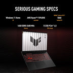ASUS TUF Gaming A16 Gaming Laptop (UAE Version) | 16"FHD+ 165Hz Display, AMD Ryzen 9 8940HX, NVIDIA RTX5060 8GB GDDR7, 16GB RAM, 512GB SSD, Win11 - Jaeger Gray [FA608PM-RV022W] — product image 3