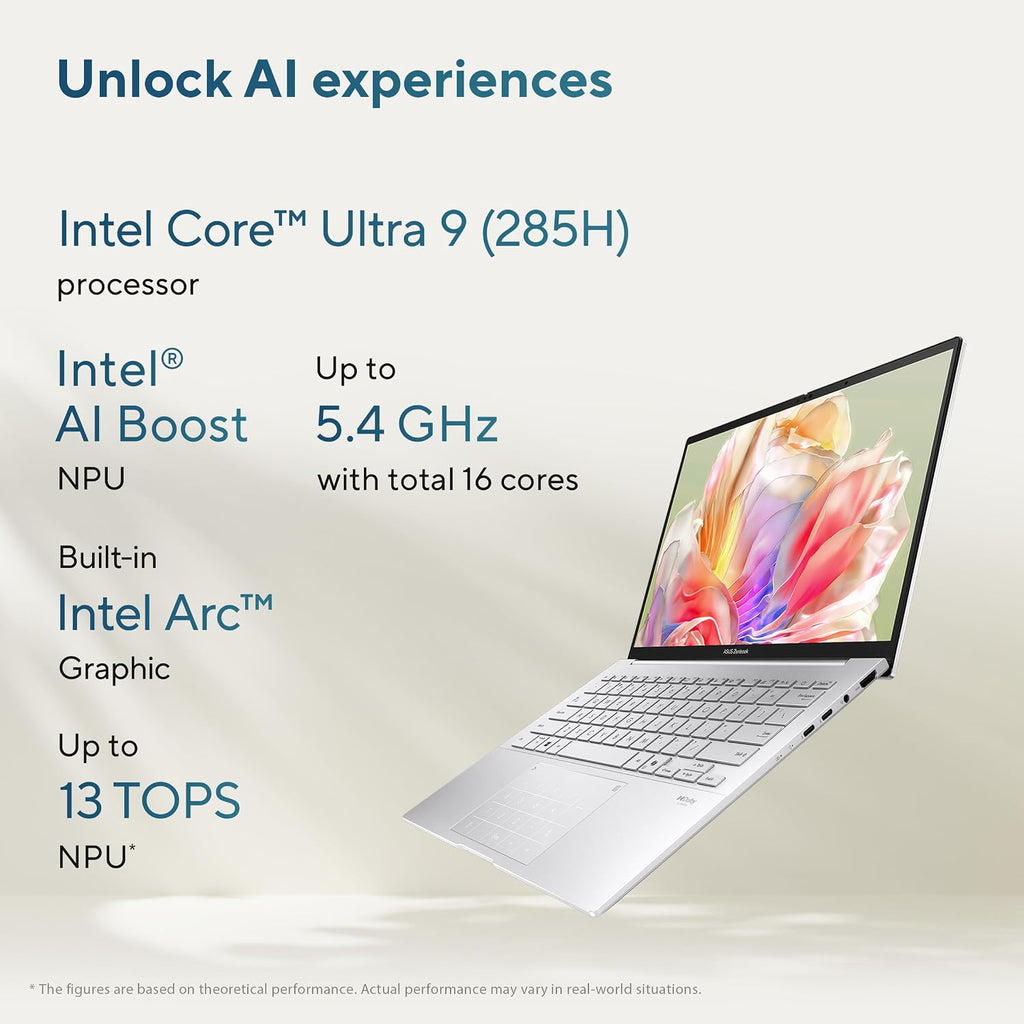 ASUS Zenbook 14 OLED UX3405CA-SU1650W Laptop | Intel® Core™ Ultra 9 285H Processor | 32GB RAM | 1TB 4.0 SSD | 14" 3K OLED Touchscreen 120Hz | Intel® Arc™ Graphics | Win11 Home | Eng/AR Keyboard | Blue — product image 9