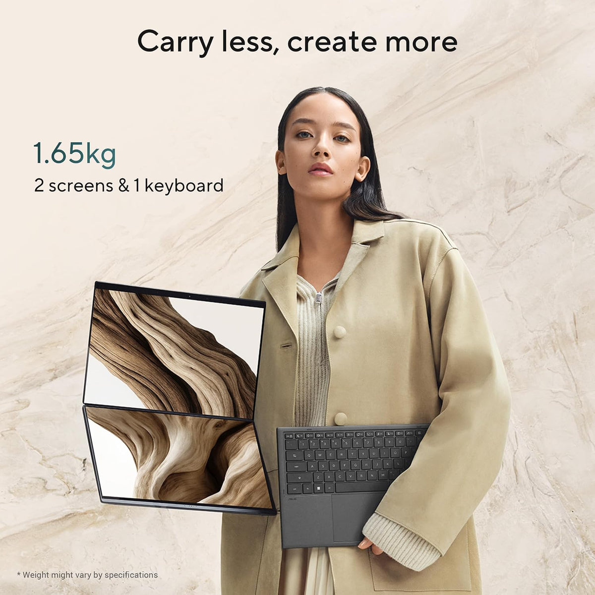 ASUS Zenbook DUO UX8407AA-SN511W Laptop | Intel Core Ultra X9 378H Processor | 32GB RAM | 1TB SSD | Dual 14" 3K OLED Touchscreen 144Hz | WIN11 Home | ENG/AR Keyboard | Moher Gray — product image 4