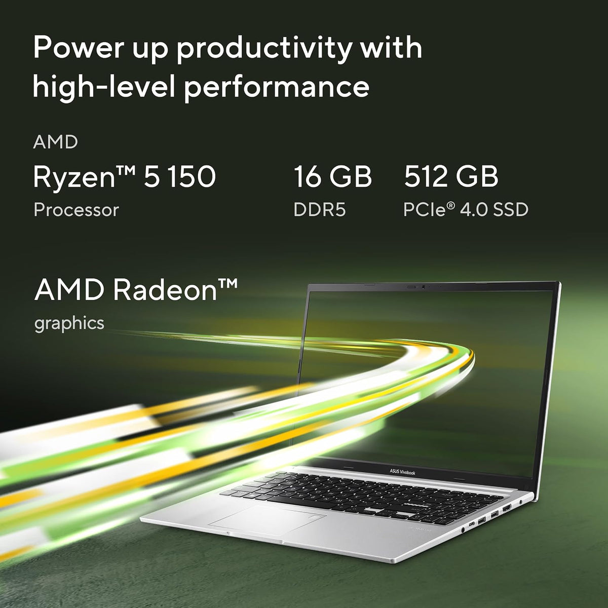 ASUS Vivobook 15 M1502NAQ-BQ034W Laptop | AMD Ryzen™ 5 150 Processor | 16GB DDR5 RAM | 512GB 4.0 SSD | 15.6" FHD IPS Display | AMD Radeon™ 660M Graphics | Win11 Home | Eng/Ar Keyboard | Blue — product image 3