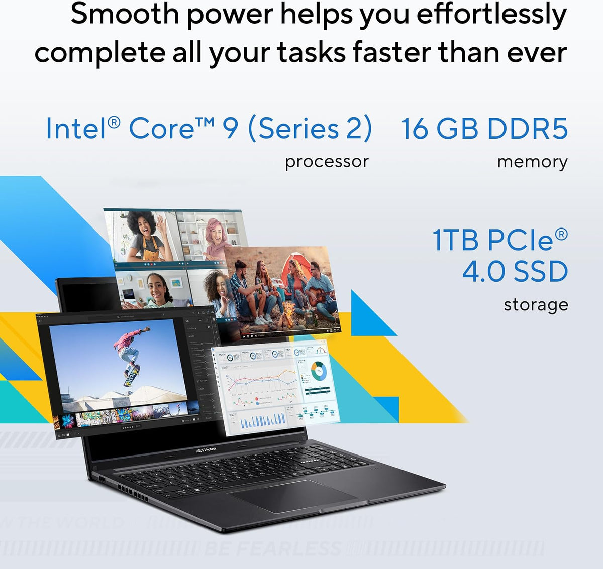 ASUS Vivobook 16 X1605VA-MB9161W Laptop | Intel® Core 9 Processor 270H | 16GB DDR5 RAM | 1TB 4.0 SSD | 16" WUXGA IPS Display | Intel® Graphics | Windows 11 Home | Eng/Ar Backlit Keyboard | Black — product image 4