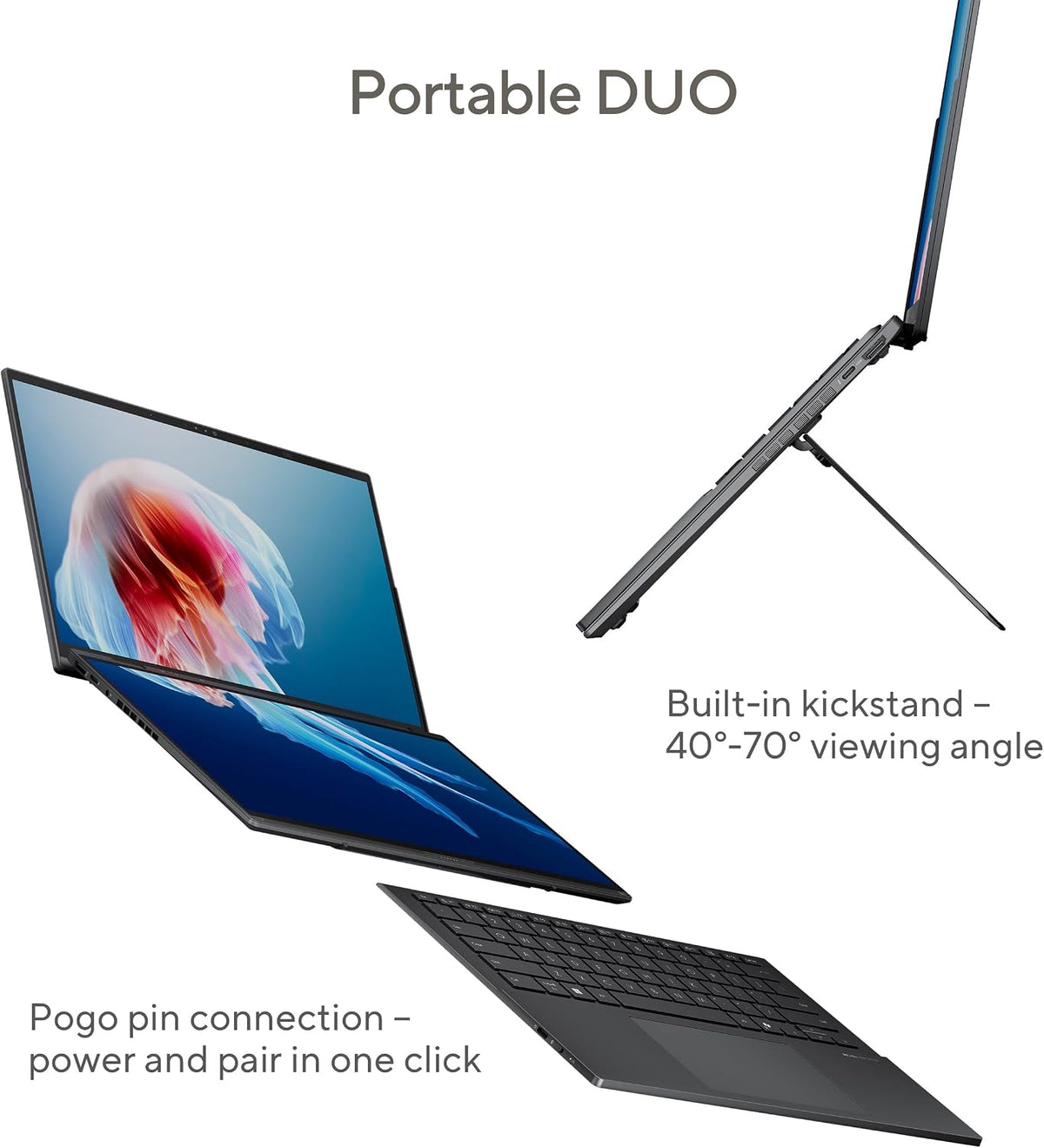 ASUS Zenbook DUO UX8406CA-QL041W Laptop | Intel Core Ultra 9 285H | 32GB RAM | 1TB SSD | Dual 14" OLED Touchscreen WUXGA Display | Intel Arc Graphics | Win11 Home | Detachable Keyboard | Black — product image 3
