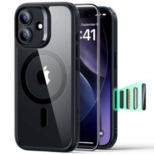 ESR For IPhone 17 Halolock Classic Hybrid Camera Control Button+Protector Set Military-Grade Drop Protection,Stronger Magnetic Lock,Clear Black | Gallery image 1