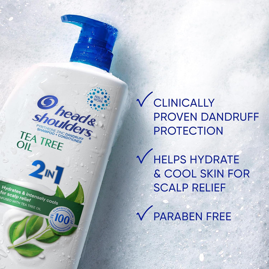 Head & Shoulders 2 in 1 Dandruff Shampoo and Conditioner, Anti-Dandruff Treatment, Tea Tree Oil for Daily Use, 32.1 oz Each, Twin Pack — 32.1 oz — Twin Pack
