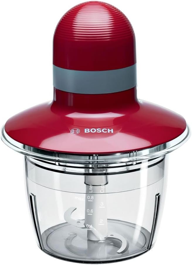 Bosch Chopper, 800ml Bowl Capacity, Chop, Slice, Kitchen Chopper, 400W, Stainless Steel Blades, Red, German Engineering, MMR08R1GB — product view