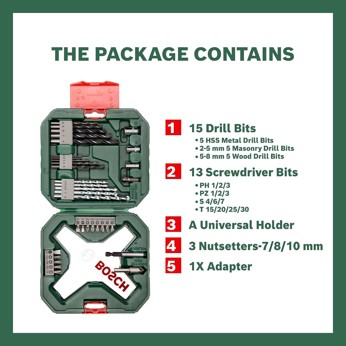 Bosch 34-piece X-Line Classic drill bit and screwdriver bit set, DIY with Bosch quality: Drilling and screwdriving made easy. | Model: 26070 — detail image 2