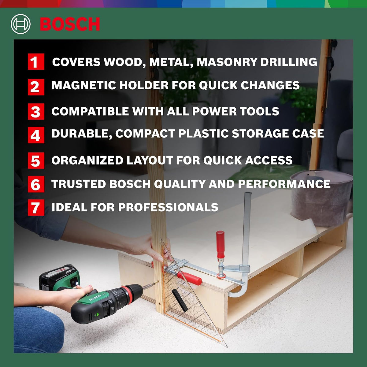 Bosch 34-piece X-Line Classic drill bit and screwdriver bit set, DIY with Bosch quality: Drilling and screwdriving made easy. | Model: 26070 — detail image 3